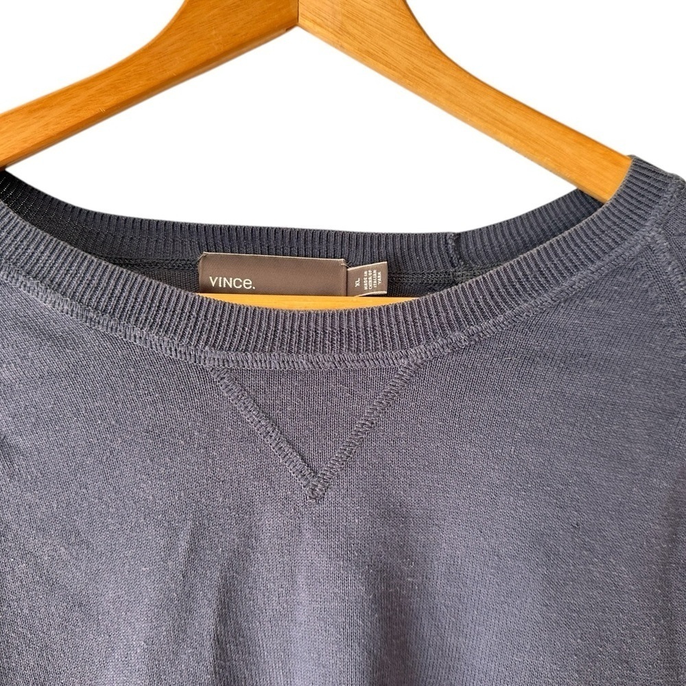 Vince Mens Raglan Sleeve Sweater Blue Crew Neck Cotton Lightweight - Picture 3 of 15